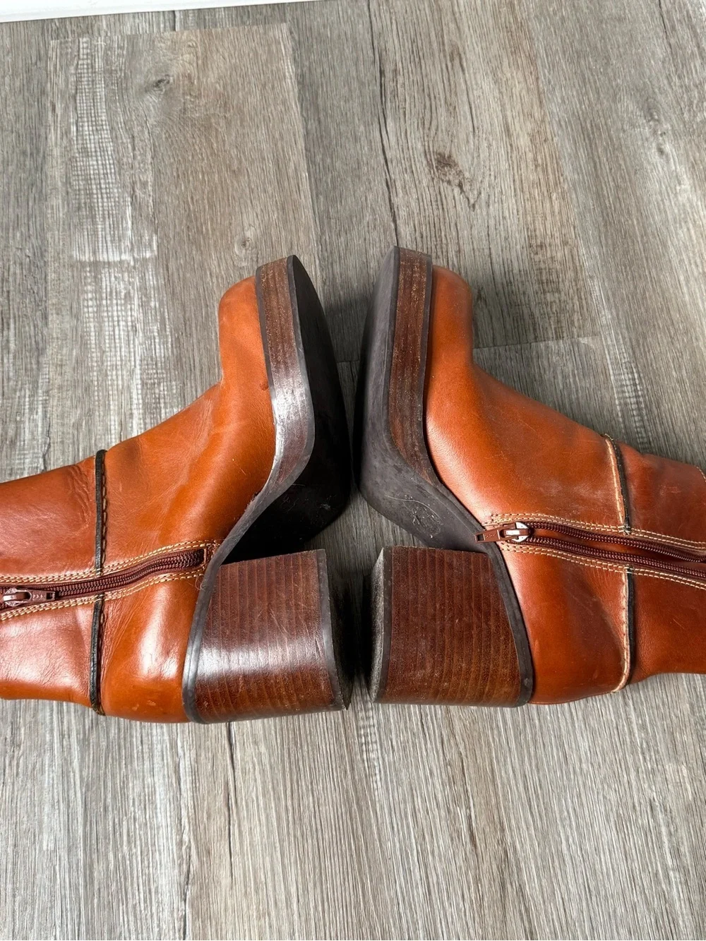 VTG Y2K FRYE Villager Leather Platform Chunky Boots Ankle Boots Brown Size 8